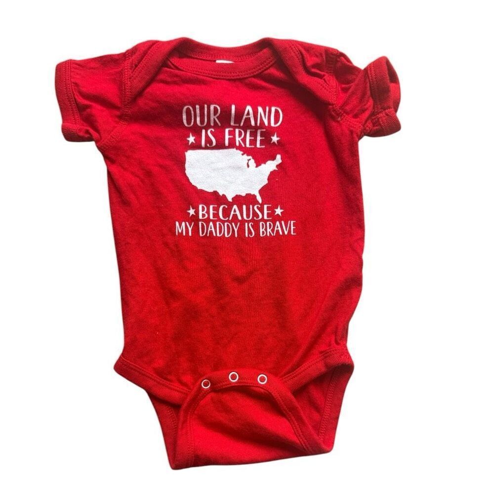 Baby Boys Etsy Made Rabbit Skins Land is Free Daddy is Brave Bodysuit 6 mo